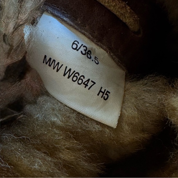 Born Yuma Chestnut Leather Shearling Lace-Up  Boot Gum Sole W6647 Sz 6/EU 36.5 - Picture 7 of 8